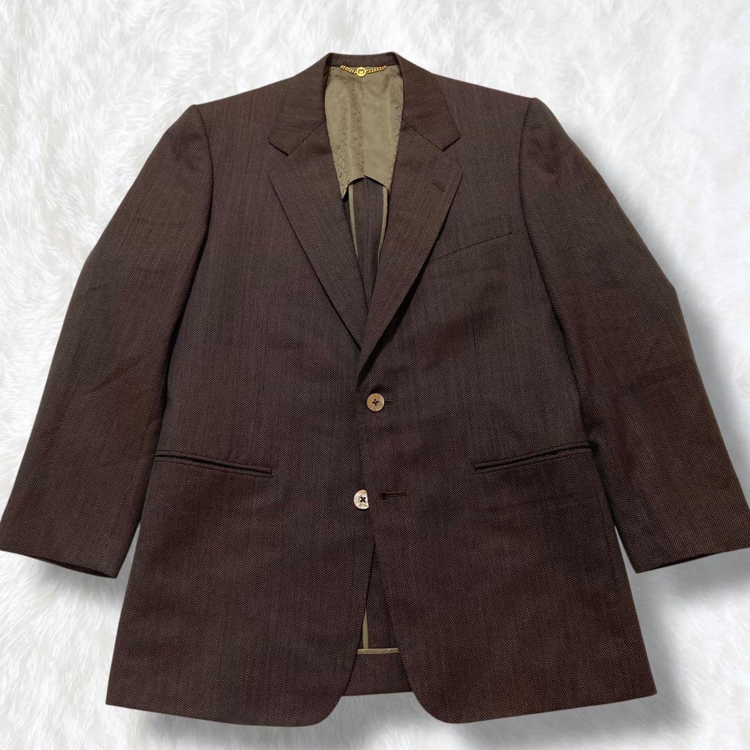 美品 三越 スーツ ヘリンボーン ブラウン 高級生地 MITSUKOSHI
