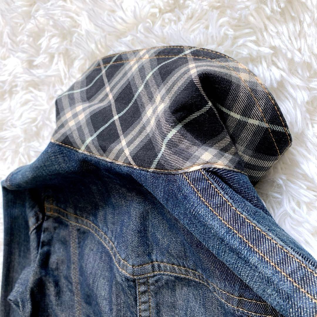 美品　バーバリーブルーレーベル　デニムジャケット　Ｍ　ノバチェック　ホースロゴ