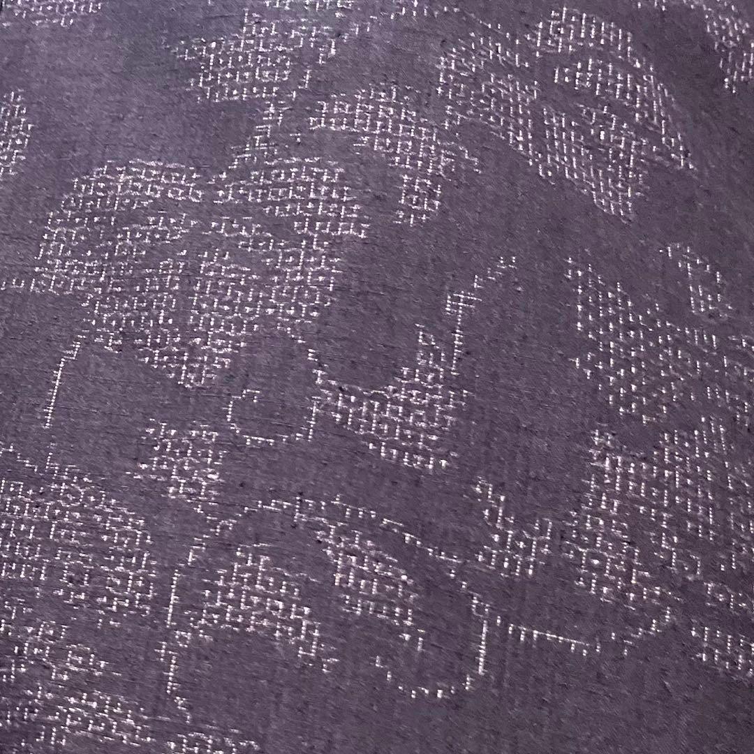 未使用しつけ極美品◇結城紬 葡萄蔦柄の小紋 亀甲 葡萄色