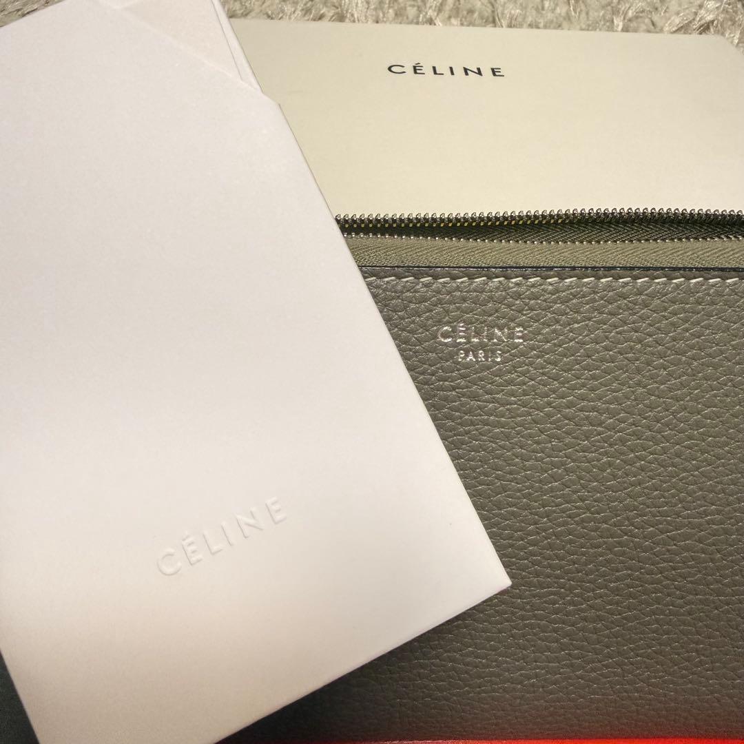 【正規品】CÉLINE グレー レザー 長財布/シリアルナンバー有