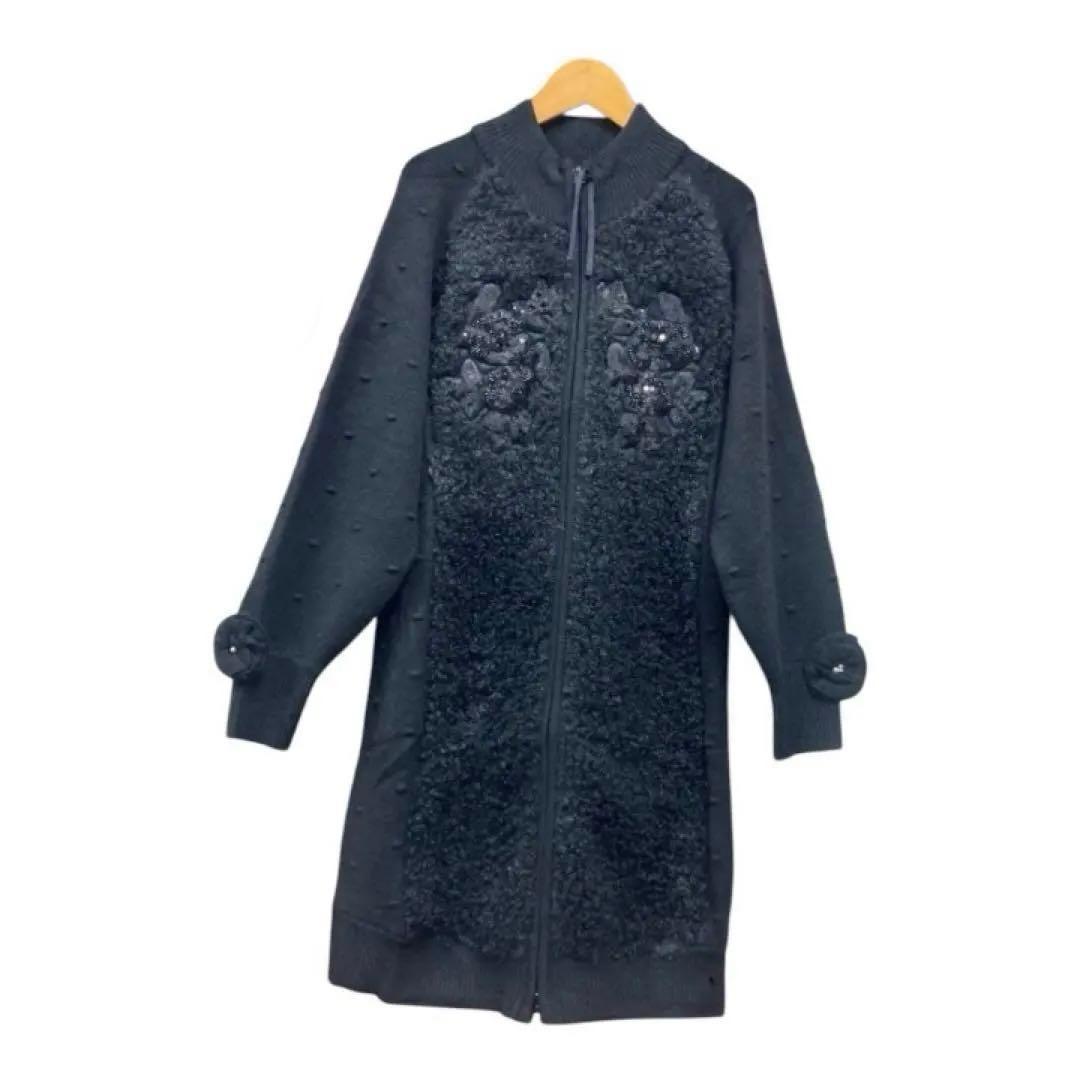 ♡スパンコールボアニット×ボッブル編ニットジャケット