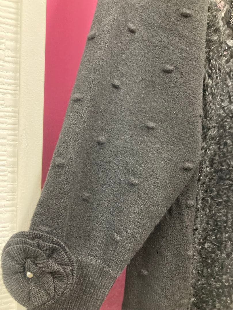 ♡スパンコールボアニット×ボッブル編ニットジャケット