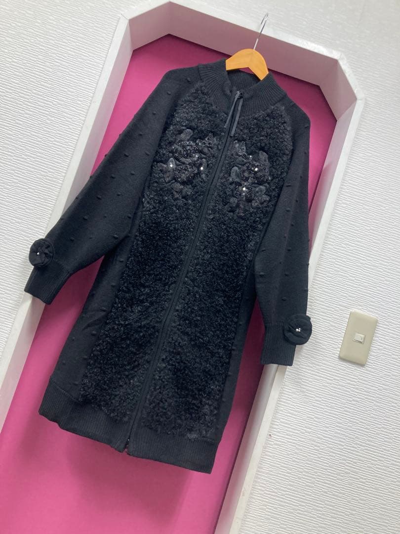 ♡スパンコールボアニット×ボッブル編ニットジャケット