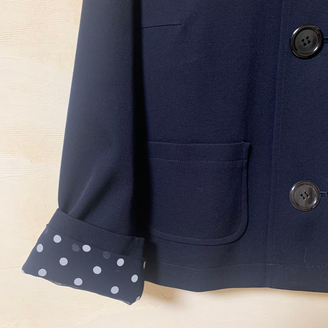 tricot ネイビー ノーカラージャケット
