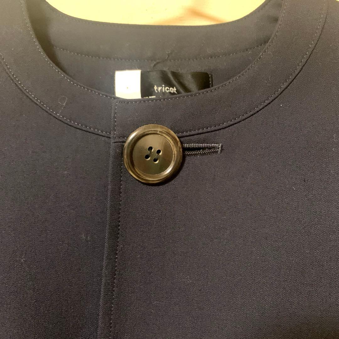 tricot ネイビー ノーカラージャケット