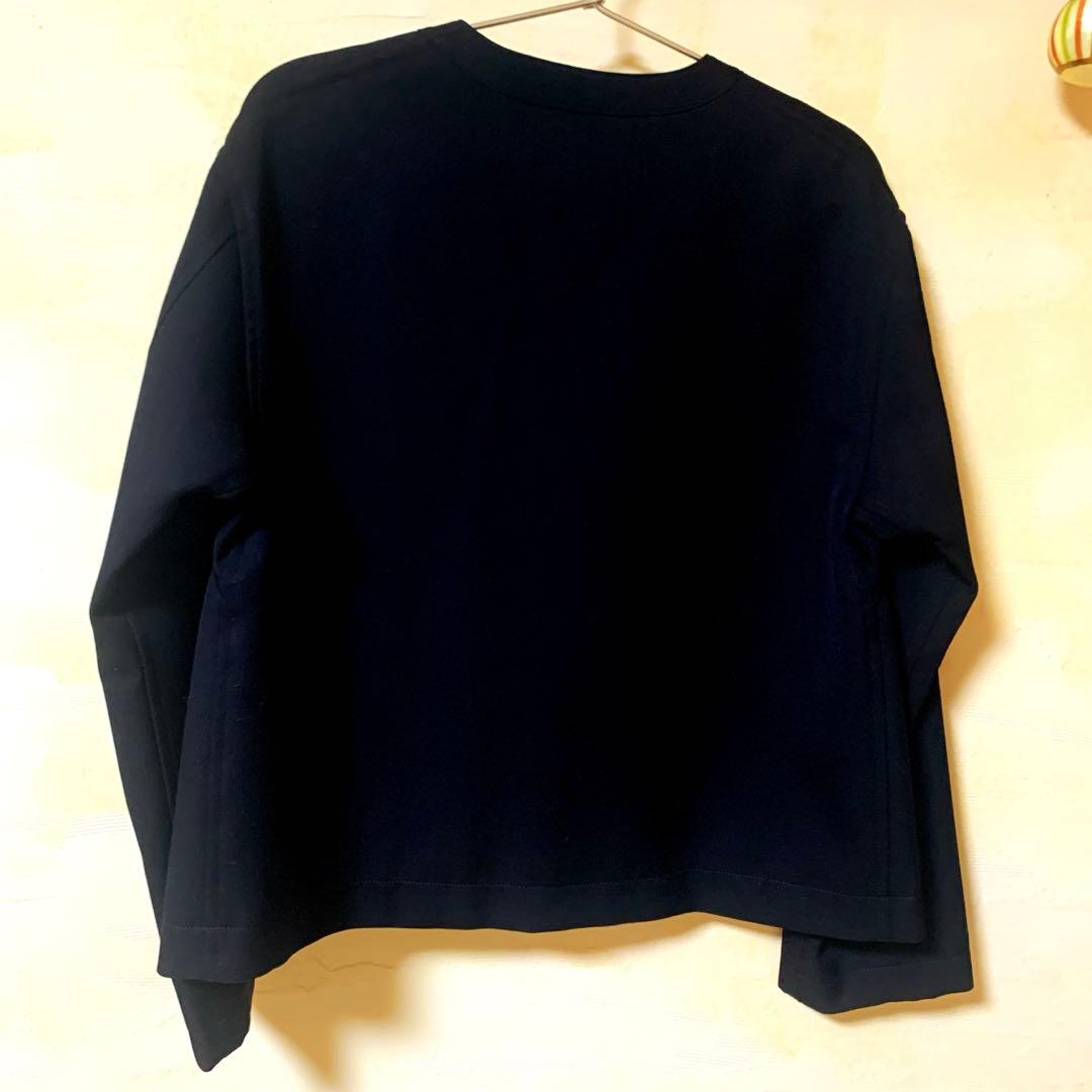 tricot ネイビー ノーカラージャケット