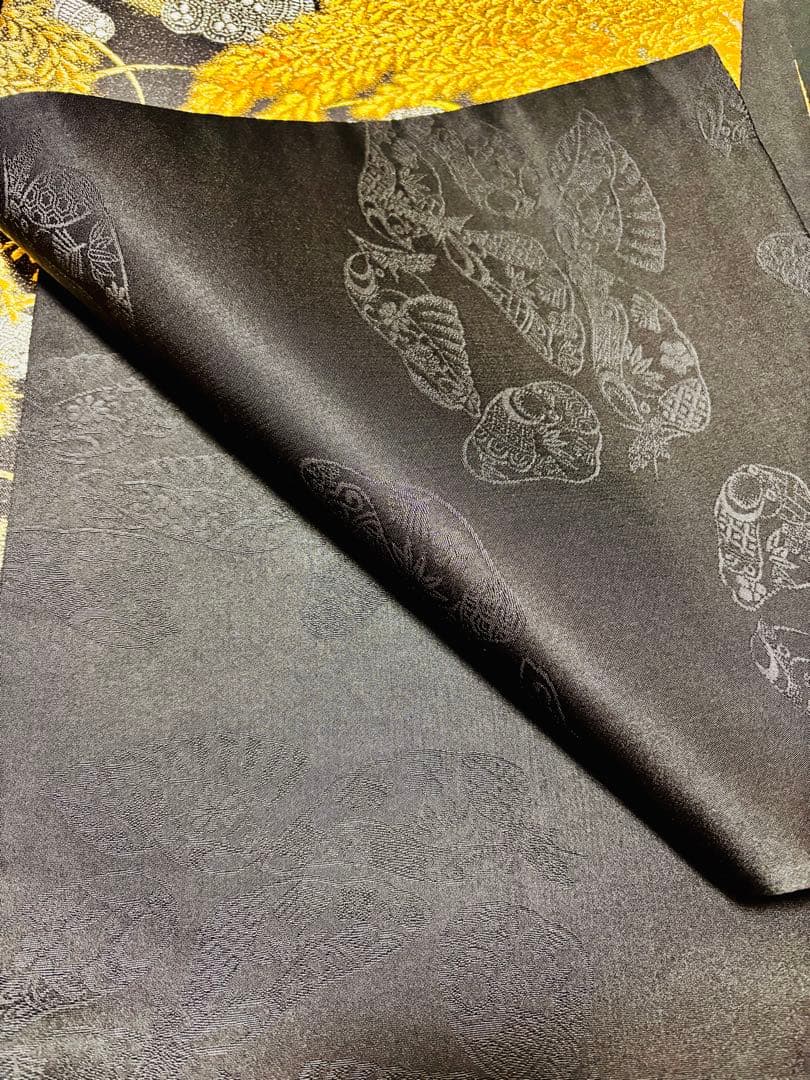 【超美品】袋帯 六通 黄金織綴れ 米百俵 本金プラチナ 青木兄弟 風水帯 柔ない