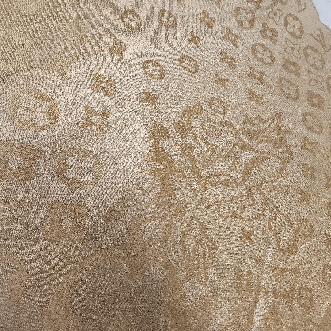 ルイヴィトン　モノグラム　ストール　大判　ウール　シャンパンゴールド