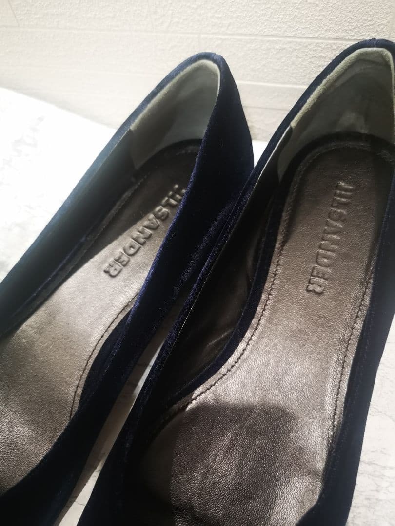 ジルサンダー ブラックベルベット フラットパンプス 37 23.5㎝