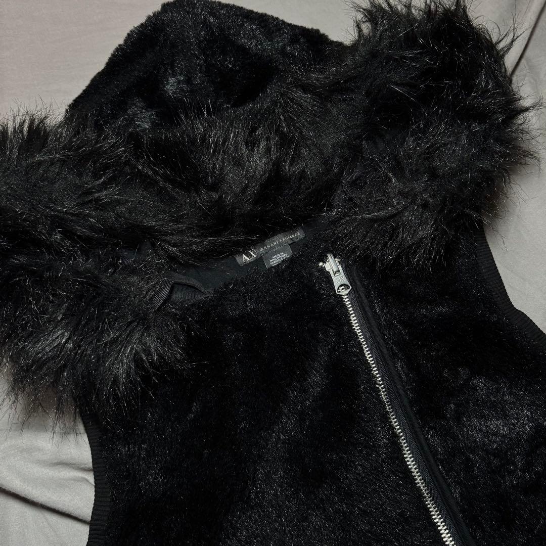 00s armani exchange ファー ボアベスト 平成ギャル グランジ