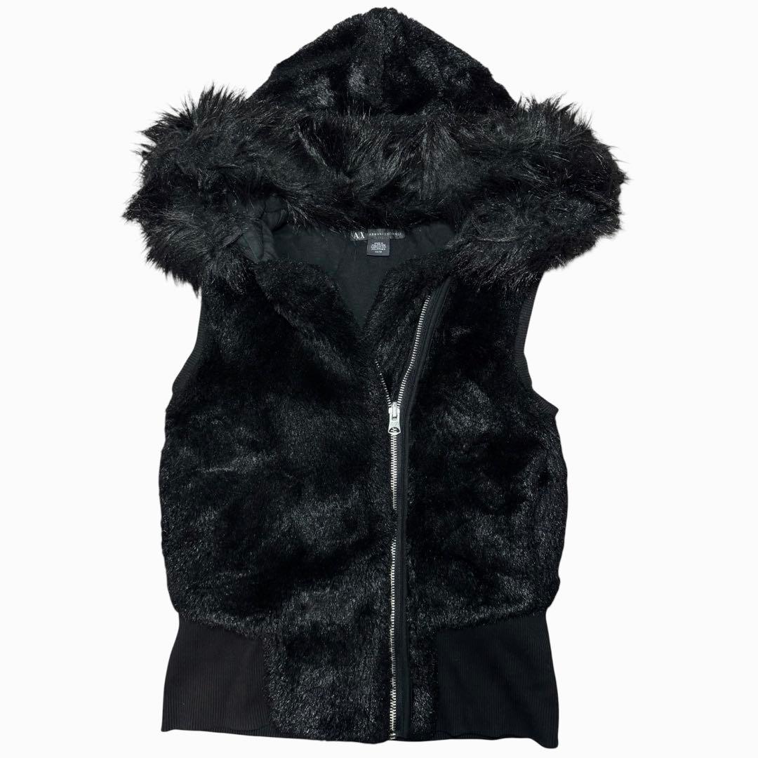 00s armani exchange ファー ボアベスト 平成ギャル グランジ