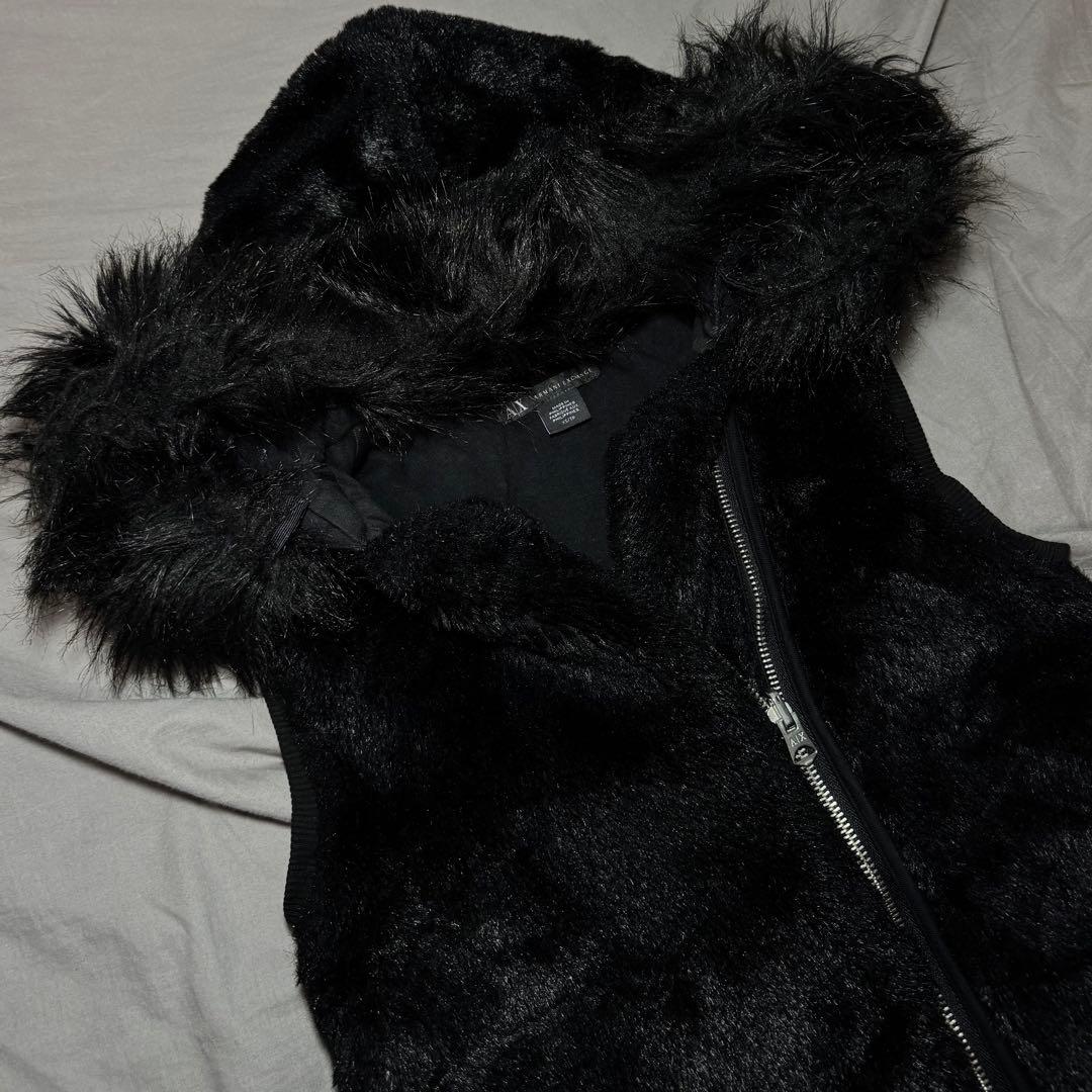 00s armani exchange ファー ボアベスト 平成ギャル グランジ