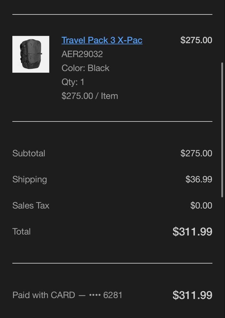 [正規美品] Aer Travel Pack 3 X-PAC