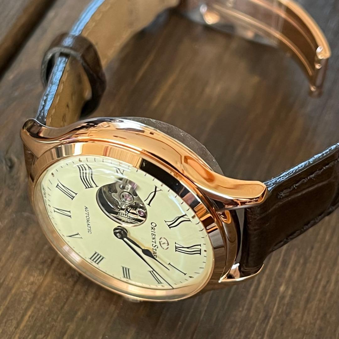 【美品】ORIENT オリエントスター 自動巻き レディース セミスケルトン