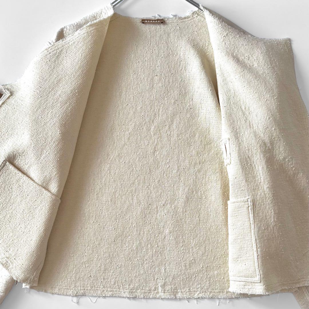 NEHERA ネヘラ Janin ノーカラージャケット ベルト付き カットオフ
