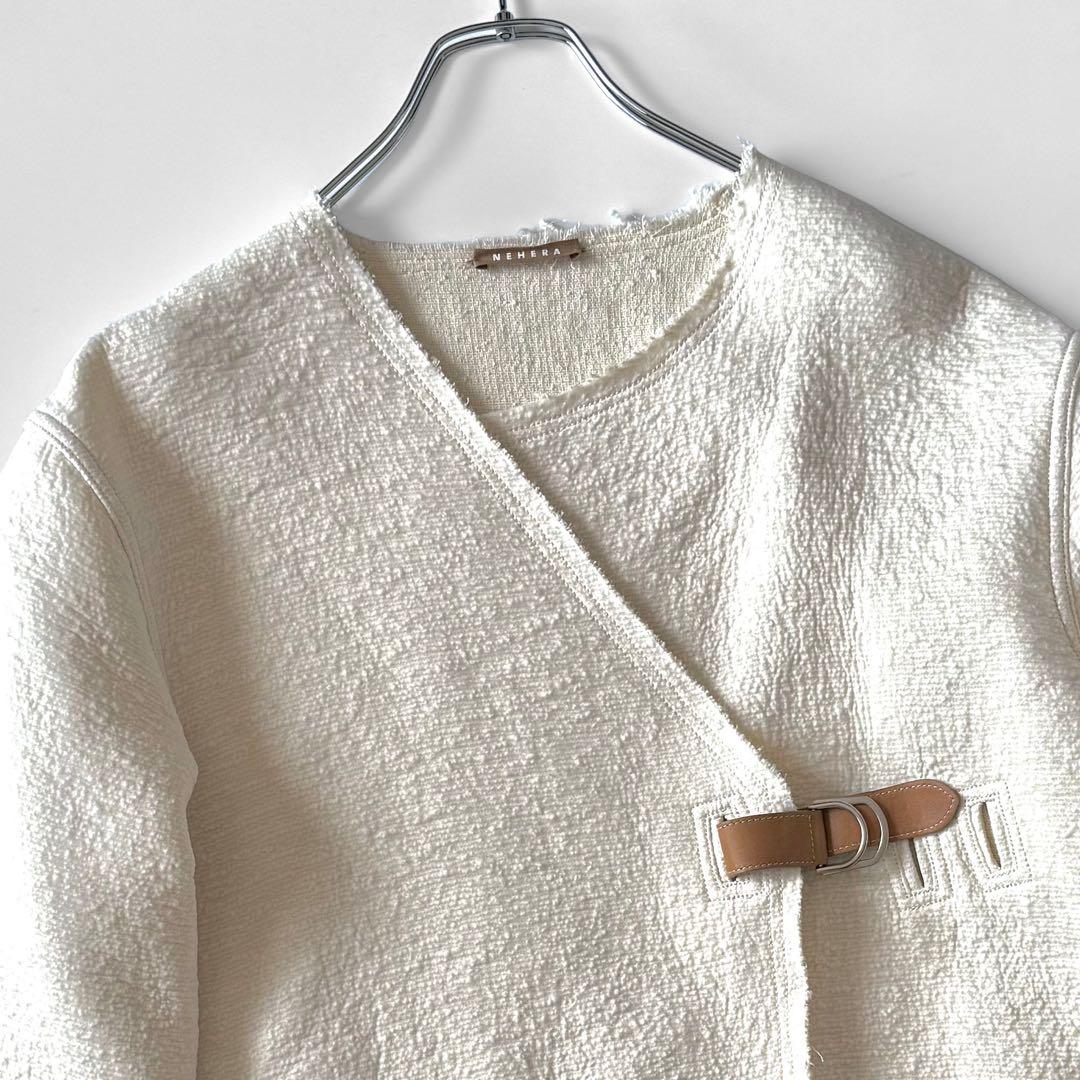 NEHERA ネヘラ Janin ノーカラージャケット ベルト付き カットオフ