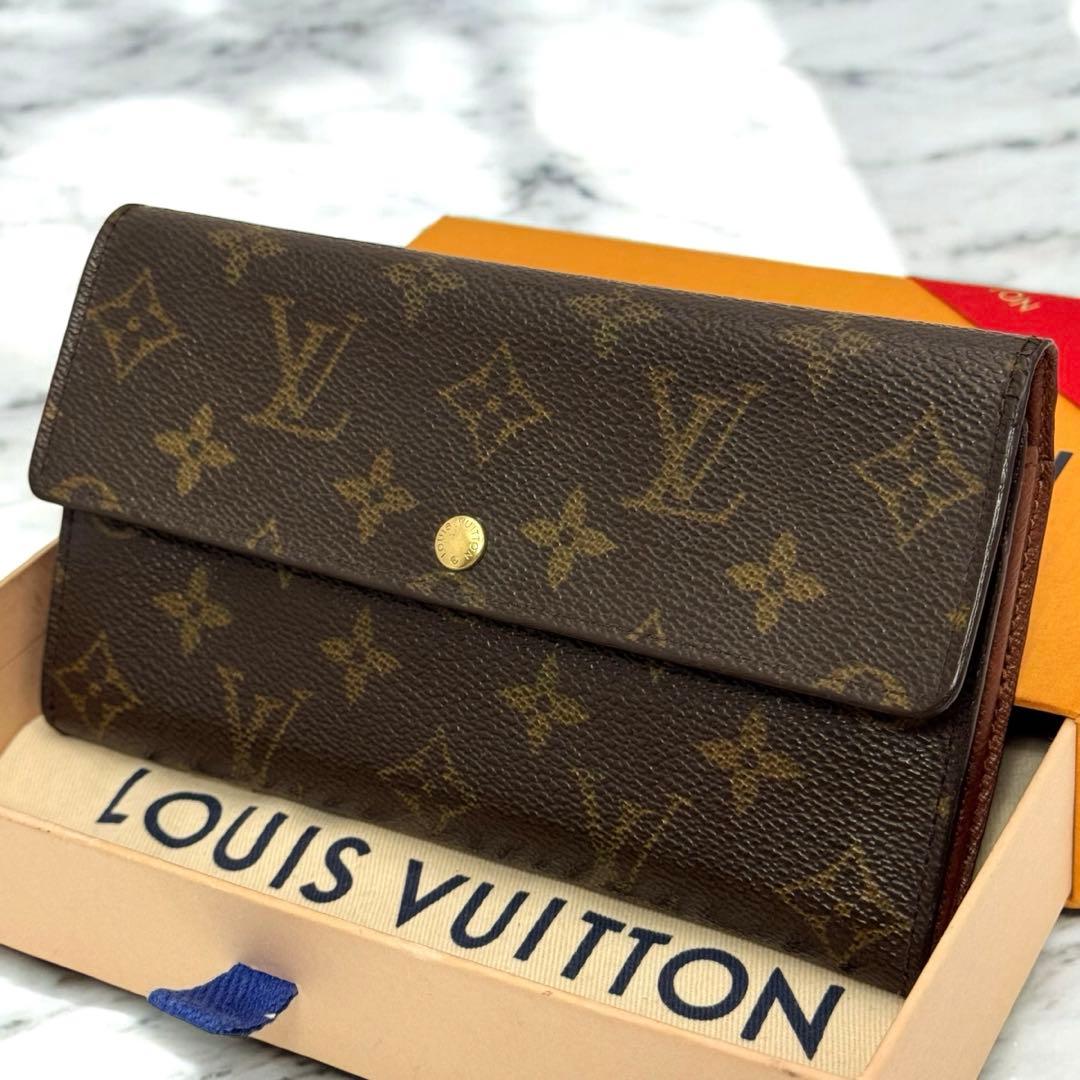 【美品】ルイヴィトン　モノグラム　ポシェット・ポルトモネ・クレディ　長財布