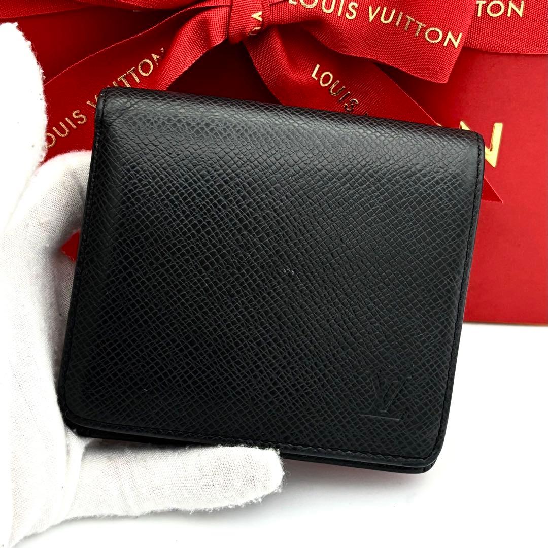 ☆美品☆ルイヴィトン 折り財布 ポルトビエ3カルトクレディ タイガ ブラック 黒