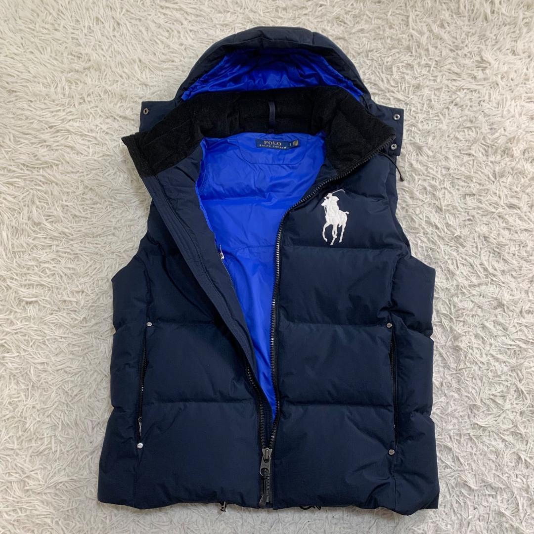 15219✨ポロラルフローレン ダウンベスト ポリエステル ネイビー 無地
