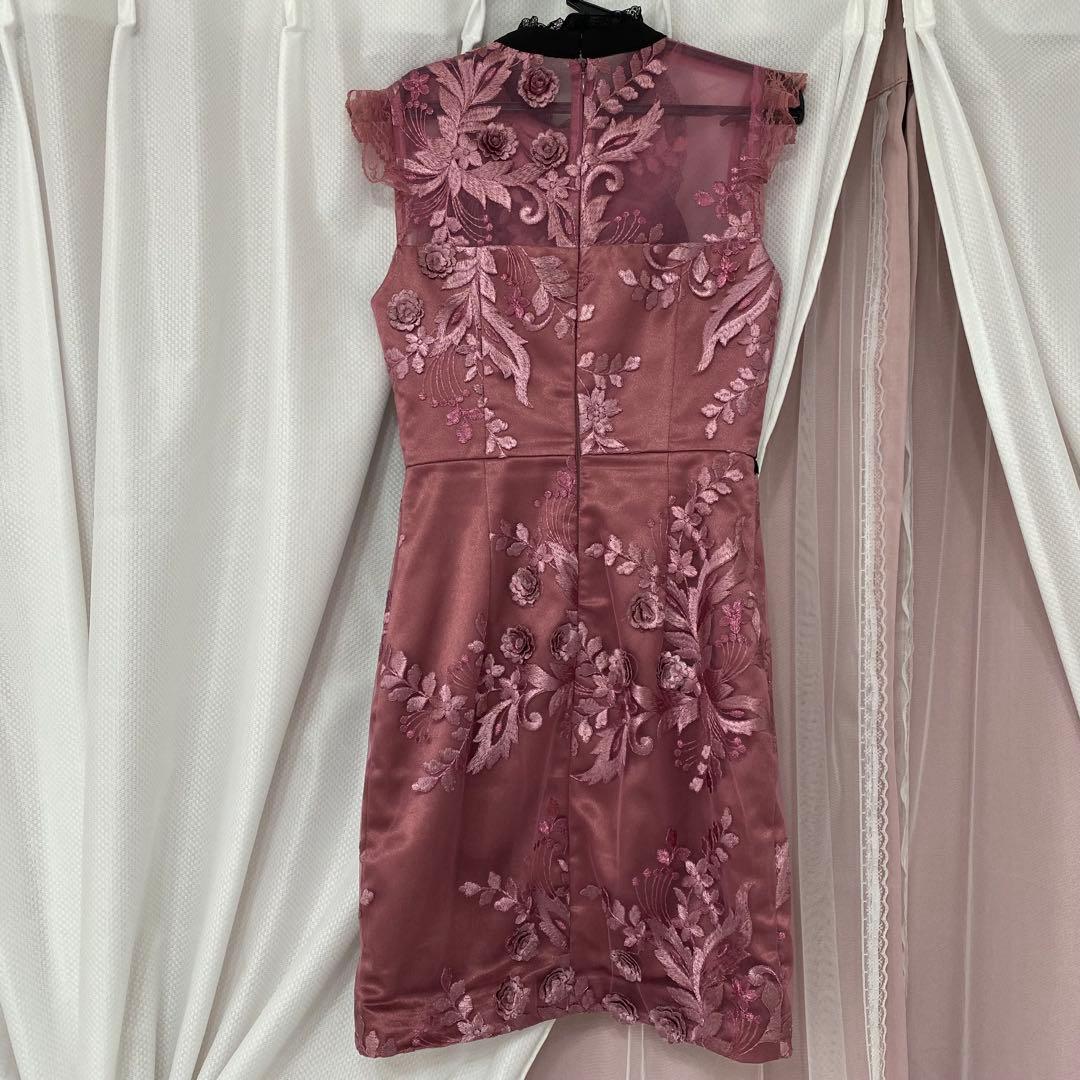 ローブドフルール　ピンク　花柄　リボン　キャバドレス ワンピース　ローズピンク