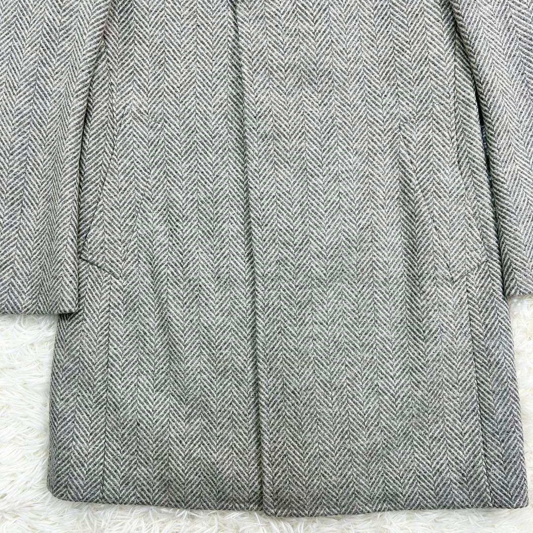 美品　アクアスキュータム　チェスターコート　ヘリンボーン　ウール　グレー系　38