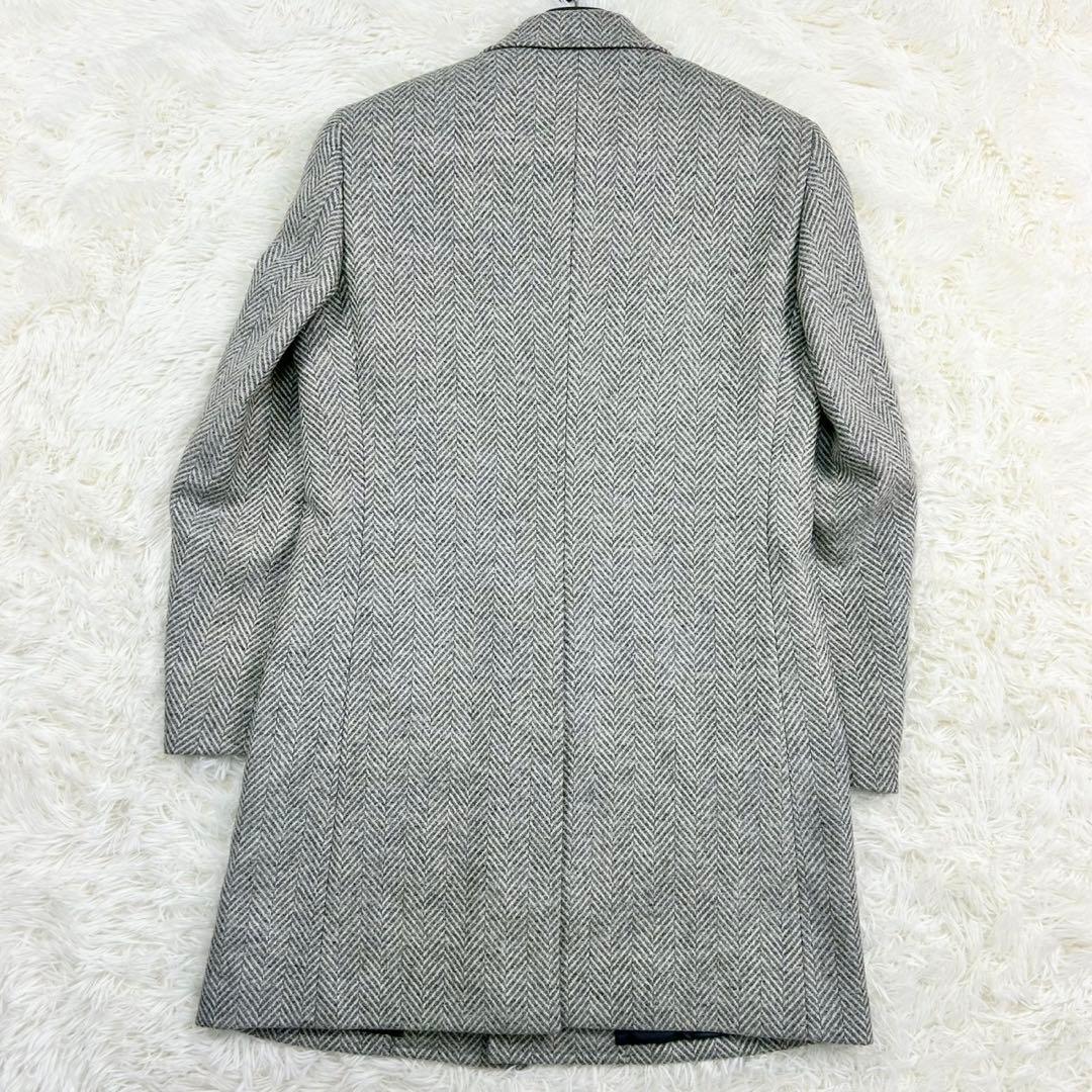 美品　アクアスキュータム　チェスターコート　ヘリンボーン　ウール　グレー系　38
