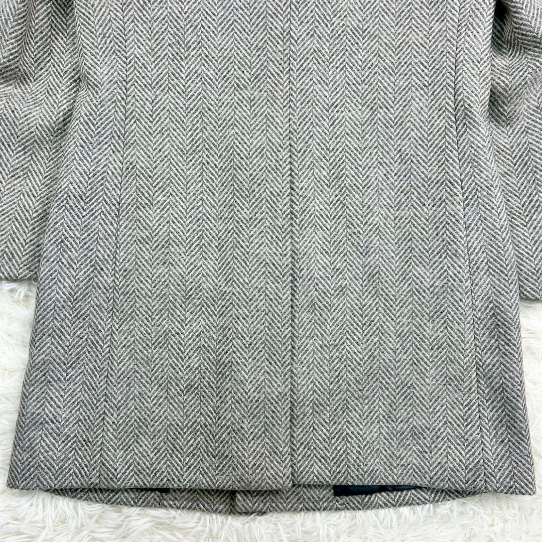 美品　アクアスキュータム　チェスターコート　ヘリンボーン　ウール　グレー系　38