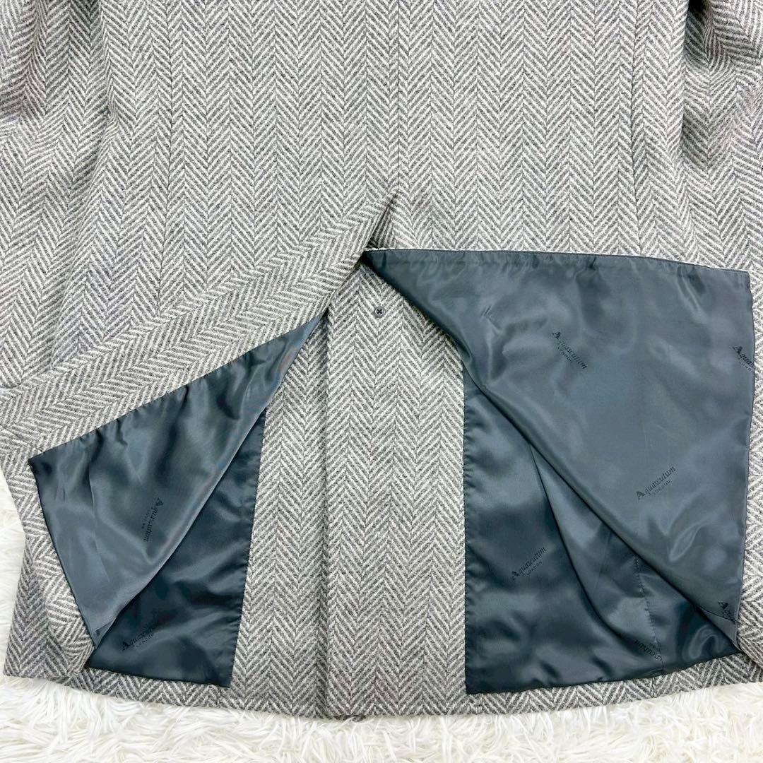 美品　アクアスキュータム　チェスターコート　ヘリンボーン　ウール　グレー系　38