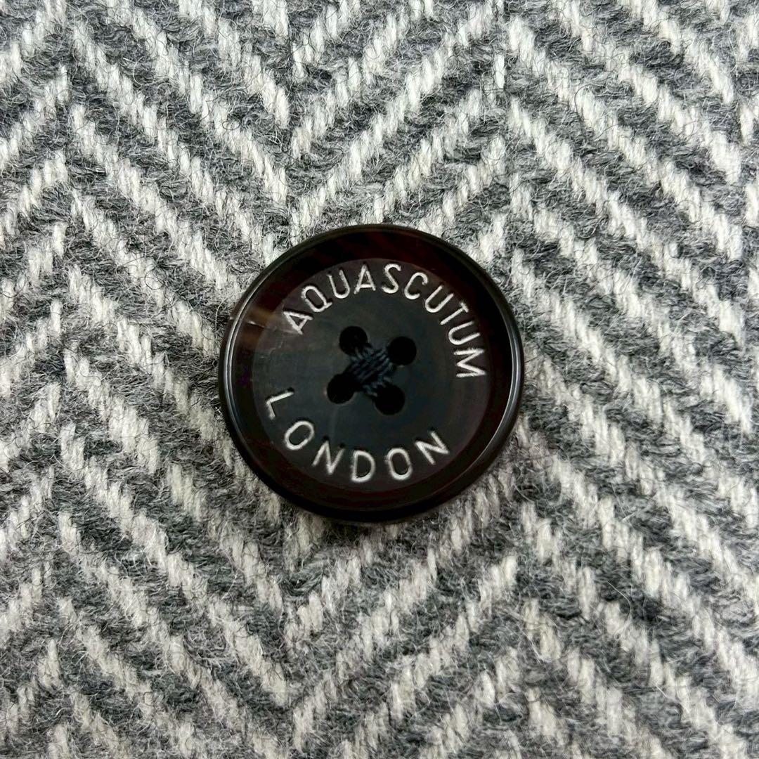 美品　アクアスキュータム　チェスターコート　ヘリンボーン　ウール　グレー系　38