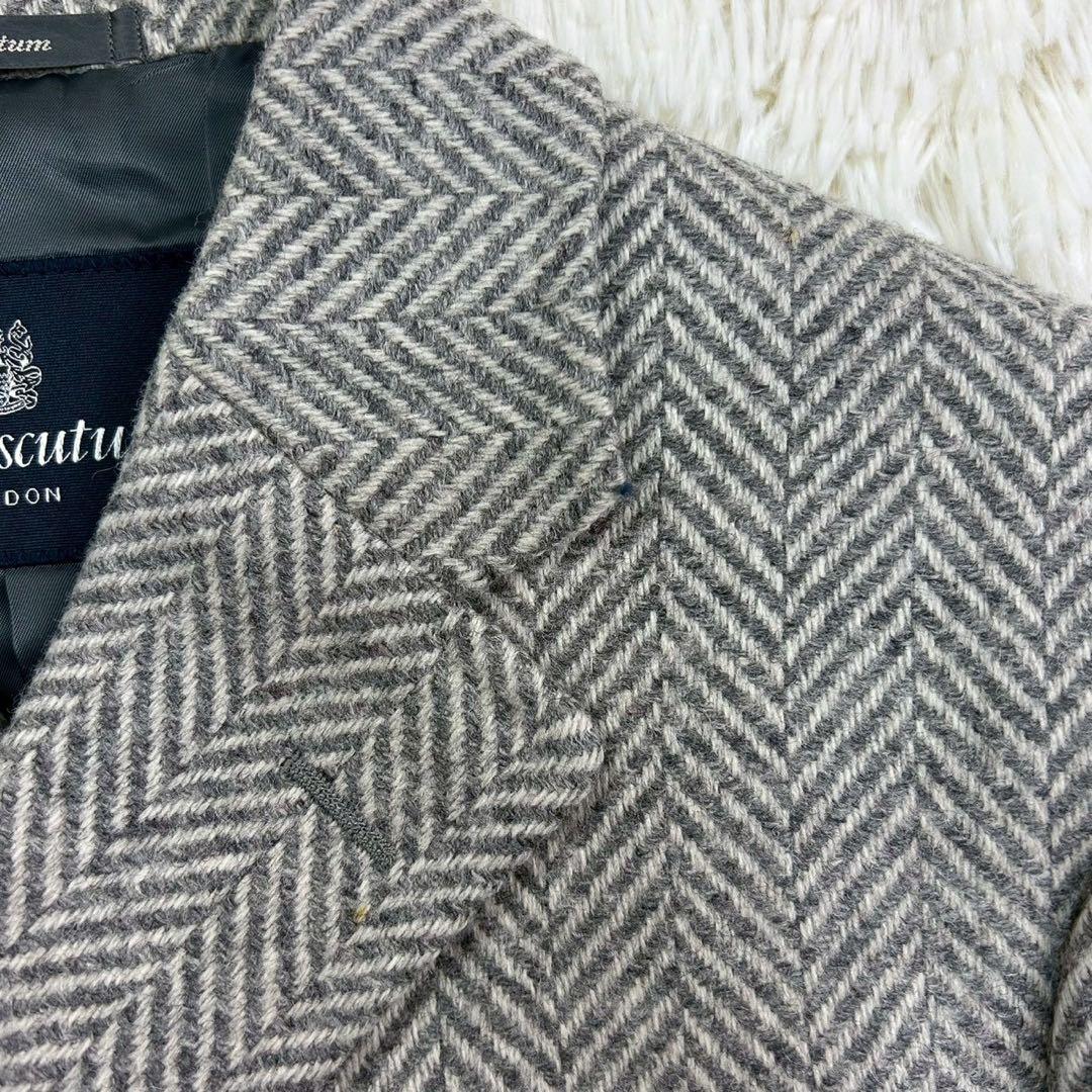 美品　アクアスキュータム　チェスターコート　ヘリンボーン　ウール　グレー系　38
