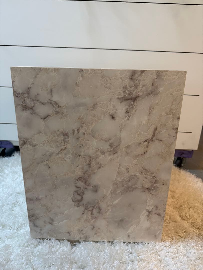 Wood style サイドテーブル　大理石調