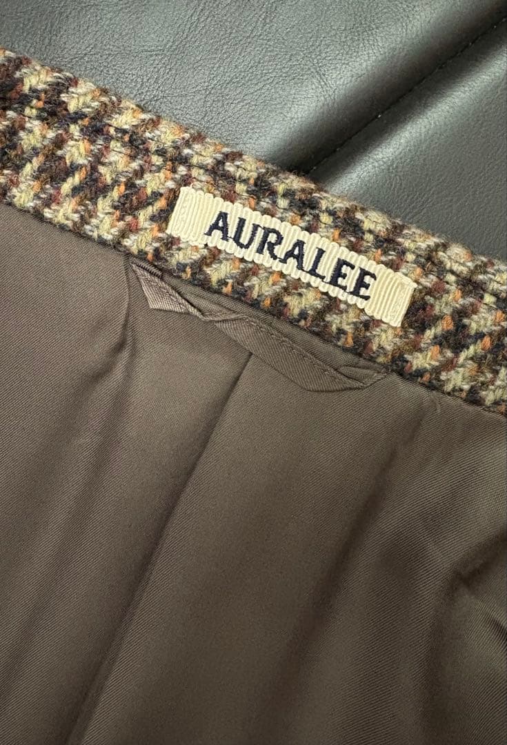 【AURALEE】テーラードジャケット／ブラウン系チェック・オーバーサイズ