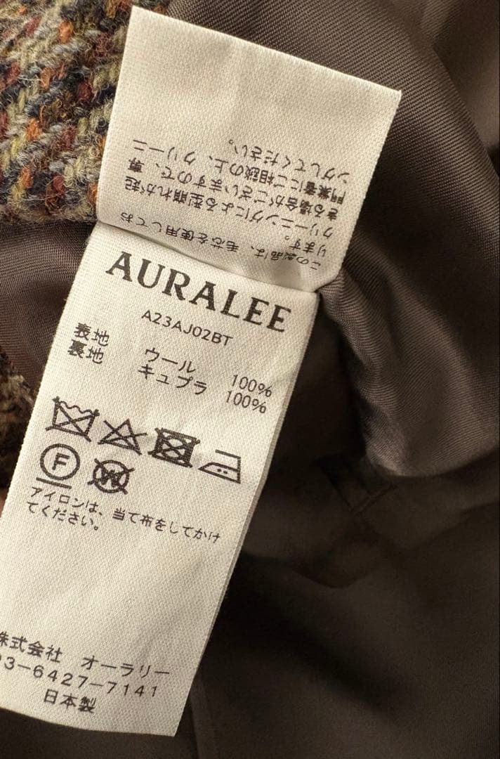 【AURALEE】テーラードジャケット／ブラウン系チェック・オーバーサイズ