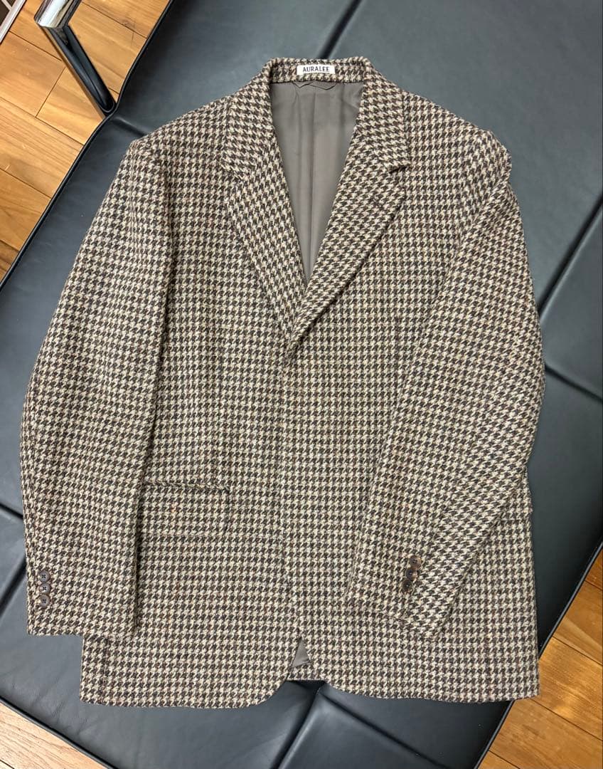【AURALEE】テーラードジャケット／ブラウン系チェック・オーバーサイズ