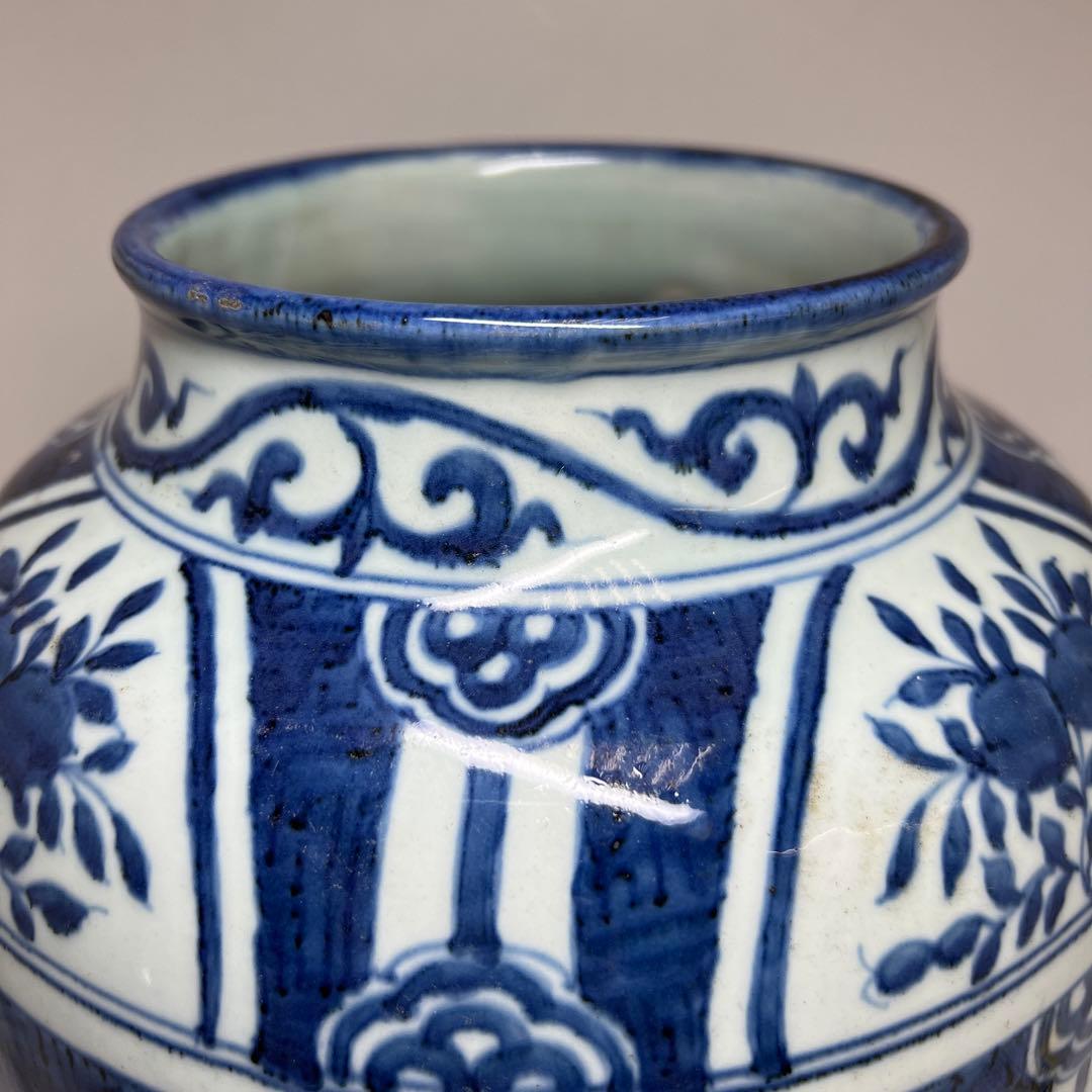 江戸中期　古伊万里　芙蓉手壷　高さ約30㎝　東Y8-0105☆2Fタウチ