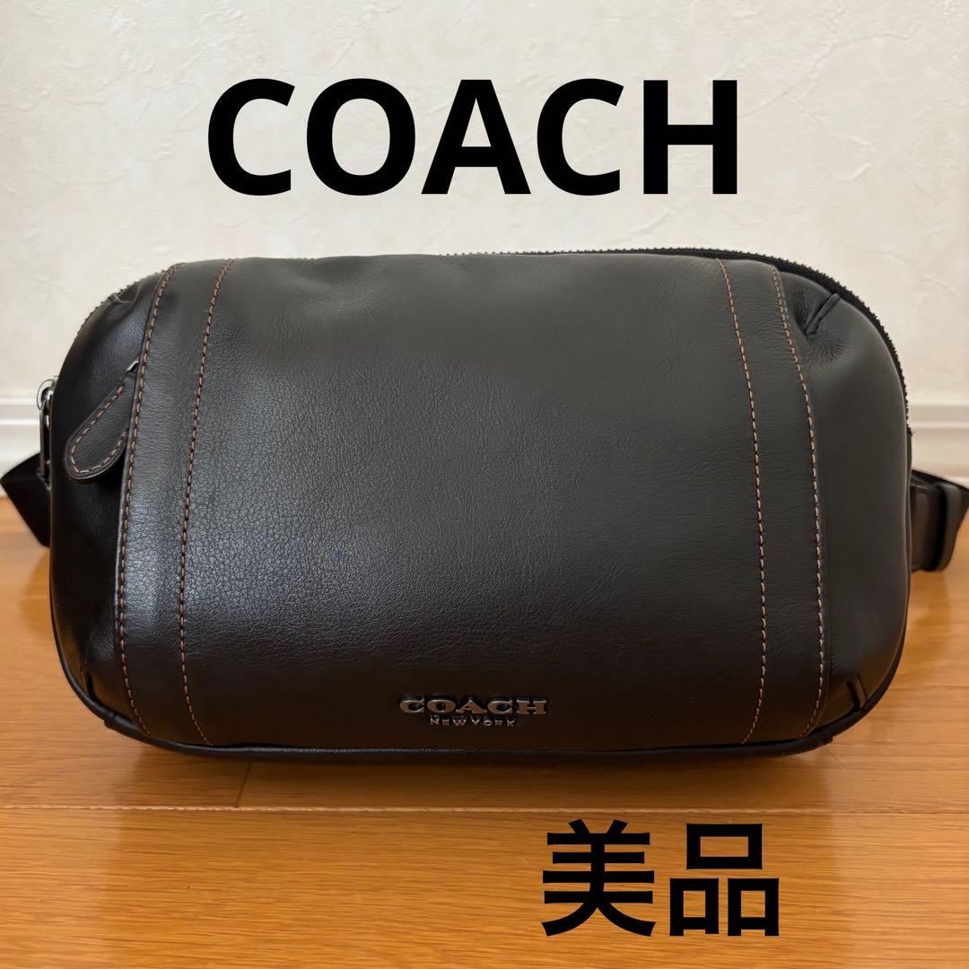 COACH 黒　メンズ ボディ ウエストバッグ