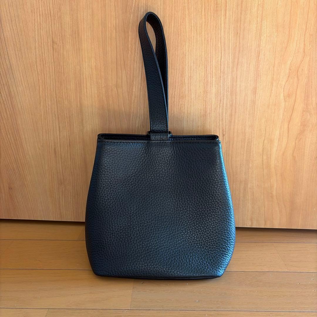 HushTug 巾着レザーバッグ ブラック