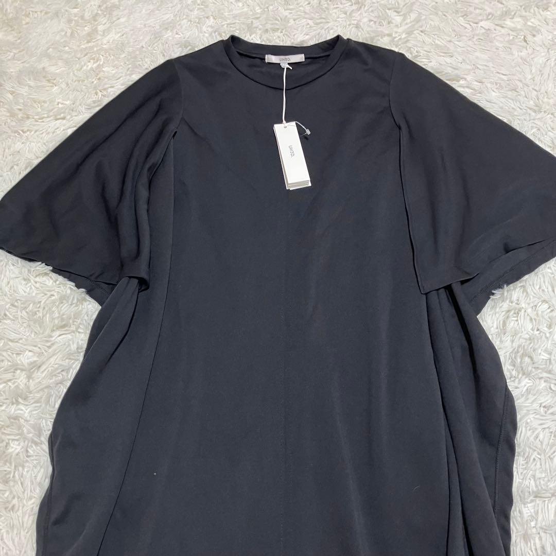 新品 UN3D アンスリード ケープスリーブワンピース ブラック ３６