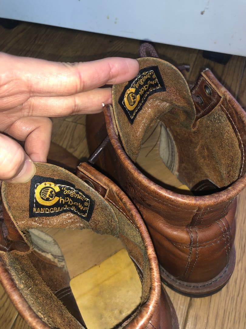 Chippewa チペワ　ブラウン ワークブーツ ミッドカット