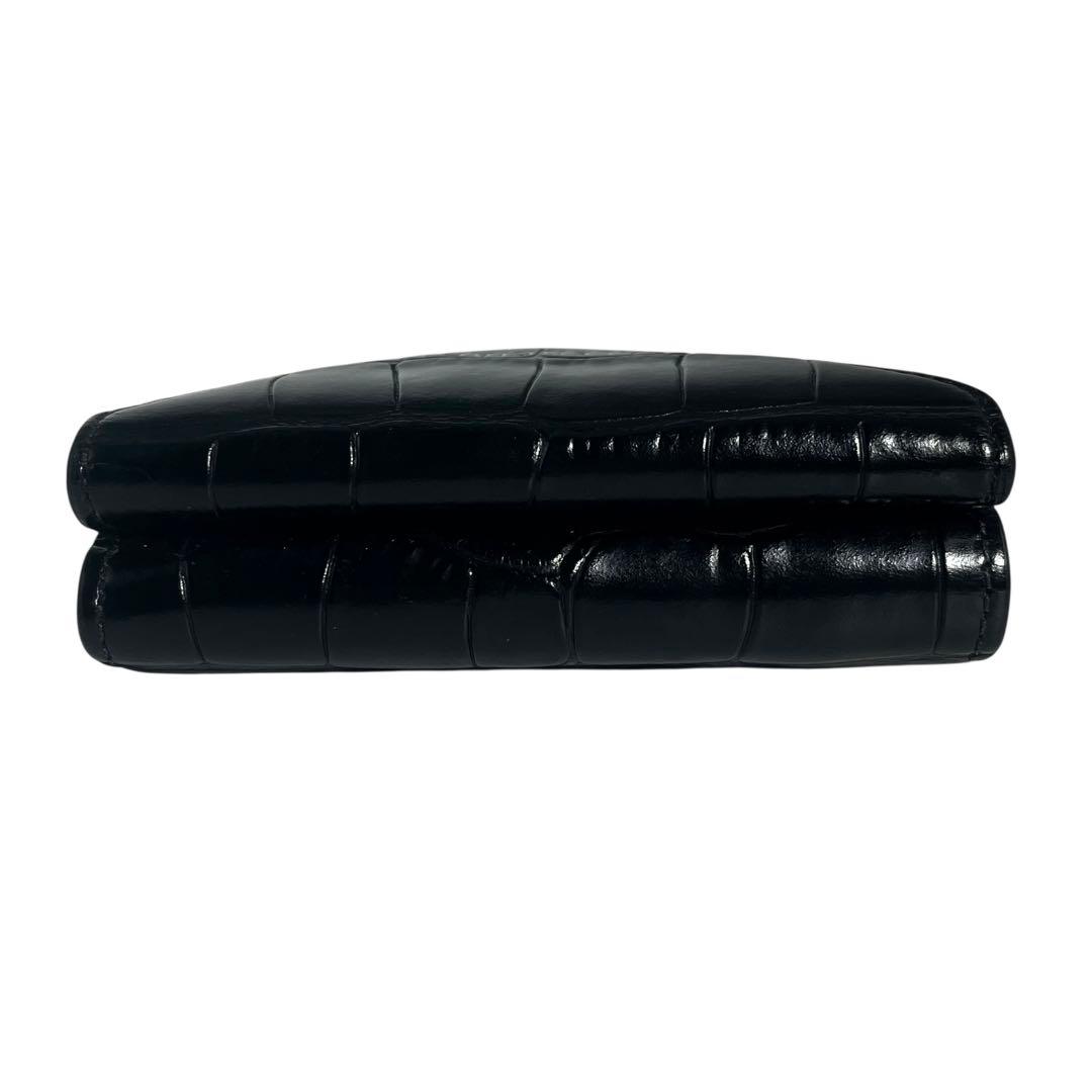 希少✨バレンシアガ ペーパーミニウォレット 三つ折り クロコ型押し ブラック