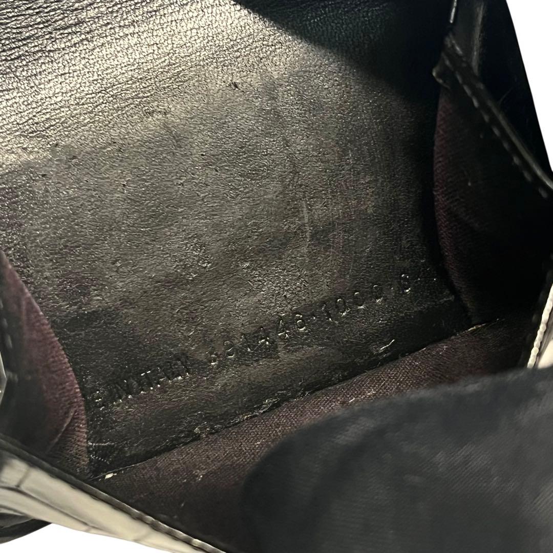 希少✨バレンシアガ ペーパーミニウォレット 三つ折り クロコ型押し ブラック