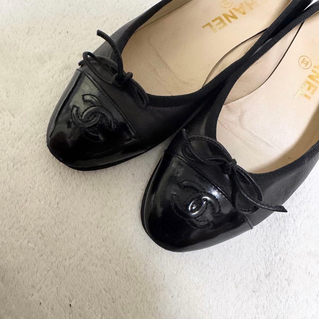 CHANEL シャネル　22cm 黒　ブラック フラット　バレエ　ココマーク