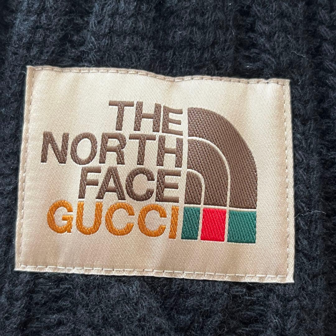 新品未使用✨GUCCI ノースフェイス コラボ ウール マフラー　黒