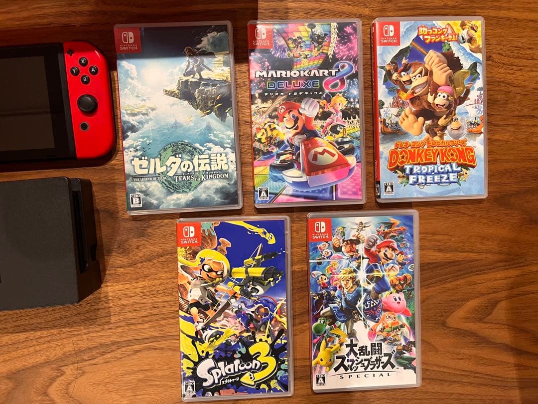 Nintendo Switch 赤/黒 美品 ゲームソフト5本付き