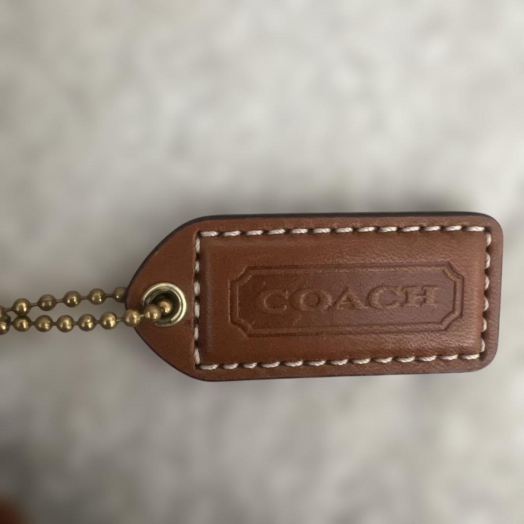 美品　コーチ ショルダーバッグ パッチワーク デニム キャンバス レザー ブルー