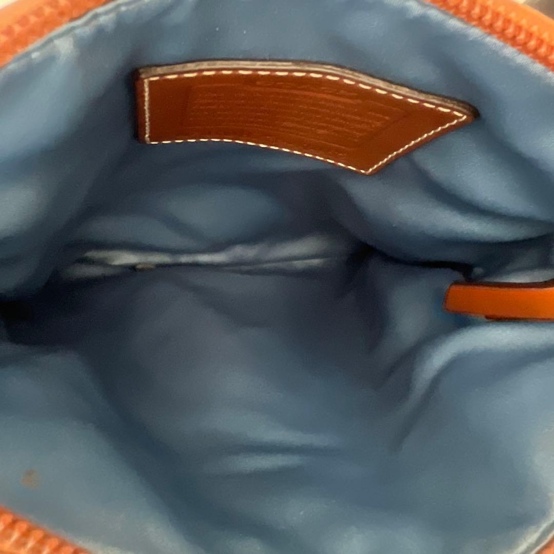 美品　コーチ ショルダーバッグ パッチワーク デニム キャンバス レザー ブルー