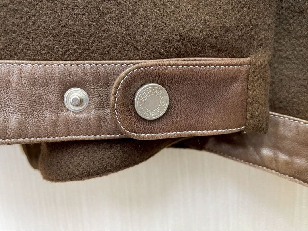 【油淋鶏】エルメス ジャケット カシミヤ100％ レザー メンズサイズ50