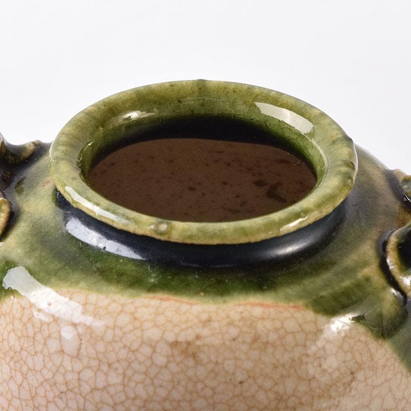 茶道具　山口茂造　織部茶入　仕覆付　共箱　V　7246