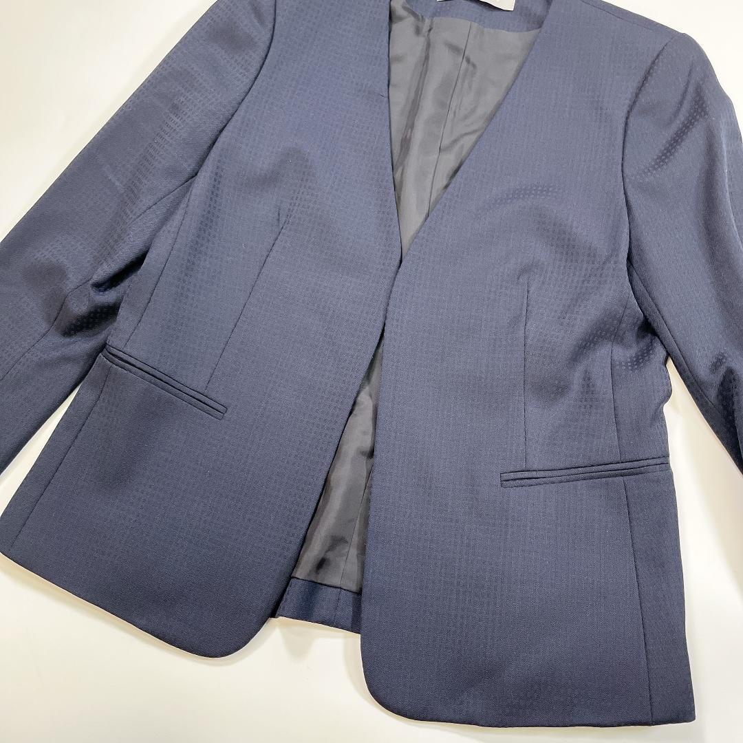 美品 theory luxe スーツ ネイビー 40 L ノーカラー スカート