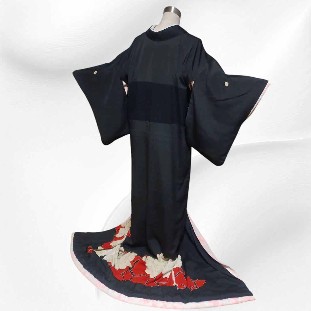 アンティーク婚礼 黒 袷 正絹 花嫁衣裳 大正浪漫 レトロ 逸品 km030